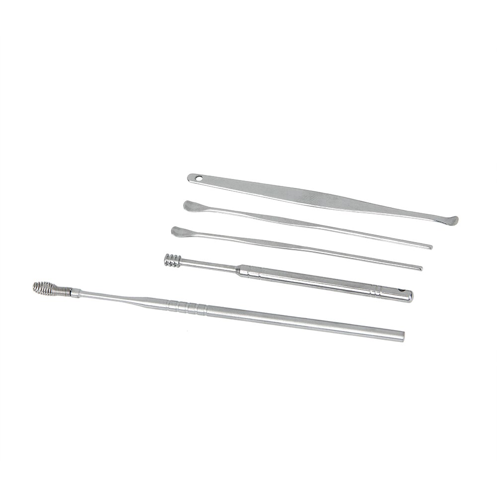 5 stks/set Rvs Ear Wax Remover Spiraal Oor Pick-eye Oren Earpick Lepel Oor Tikken Clean Tool