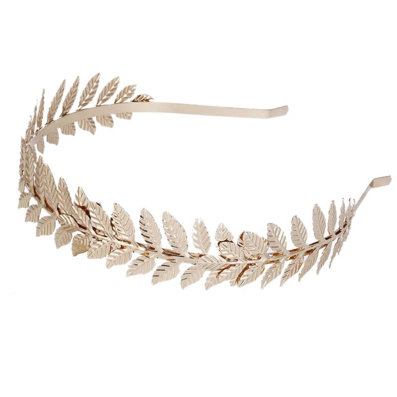 Greek goddess headband metallic gold silver leaves branch crown hair band wedding bride tiara shimmer hair