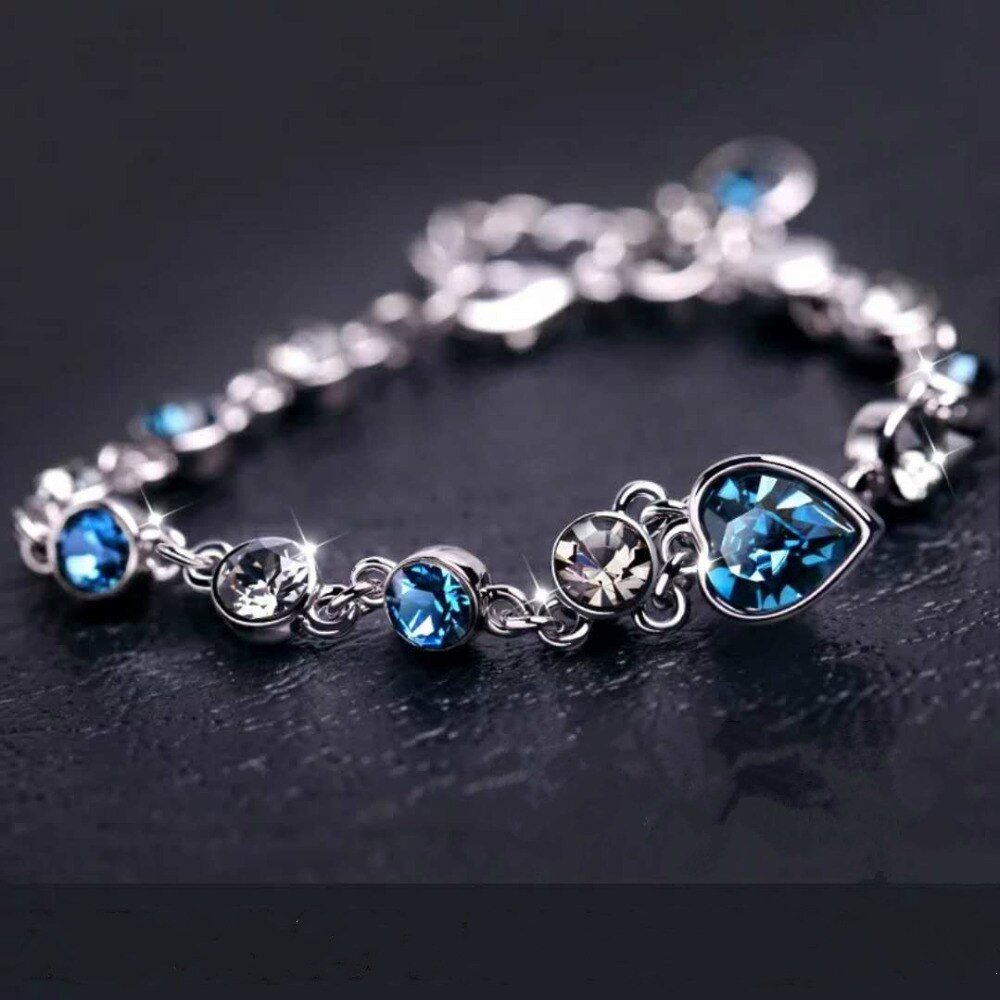 925 Sterling Silber Farbe Saphir Armbinde Für Frauen Romantische Blau schmuck pulseira feminina kehribar bizuteria Armbinde