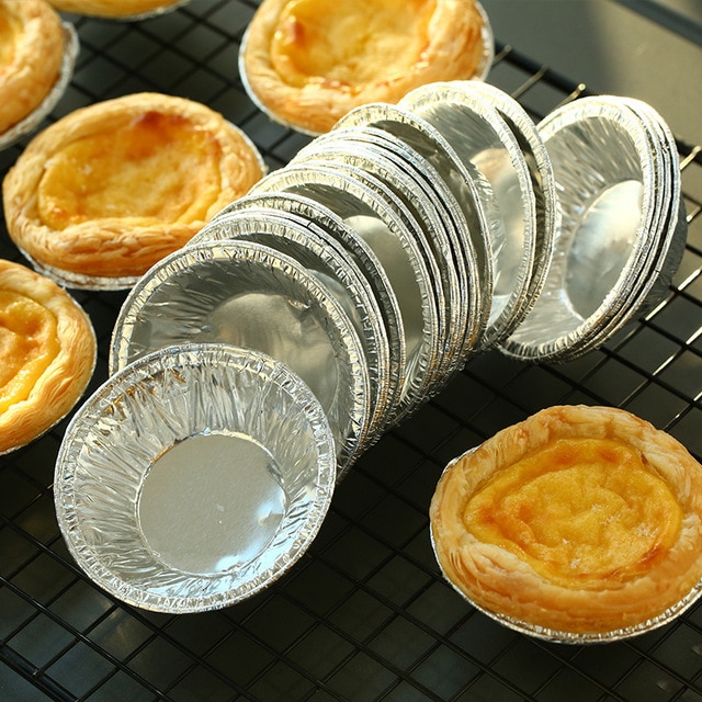 Moldes desechables de aluminio para tartas/tartas de 250 pulgadas, moldes para hornear Muffin Cupcake, vasos de papel de aluminio, 2,5 unids/paquete