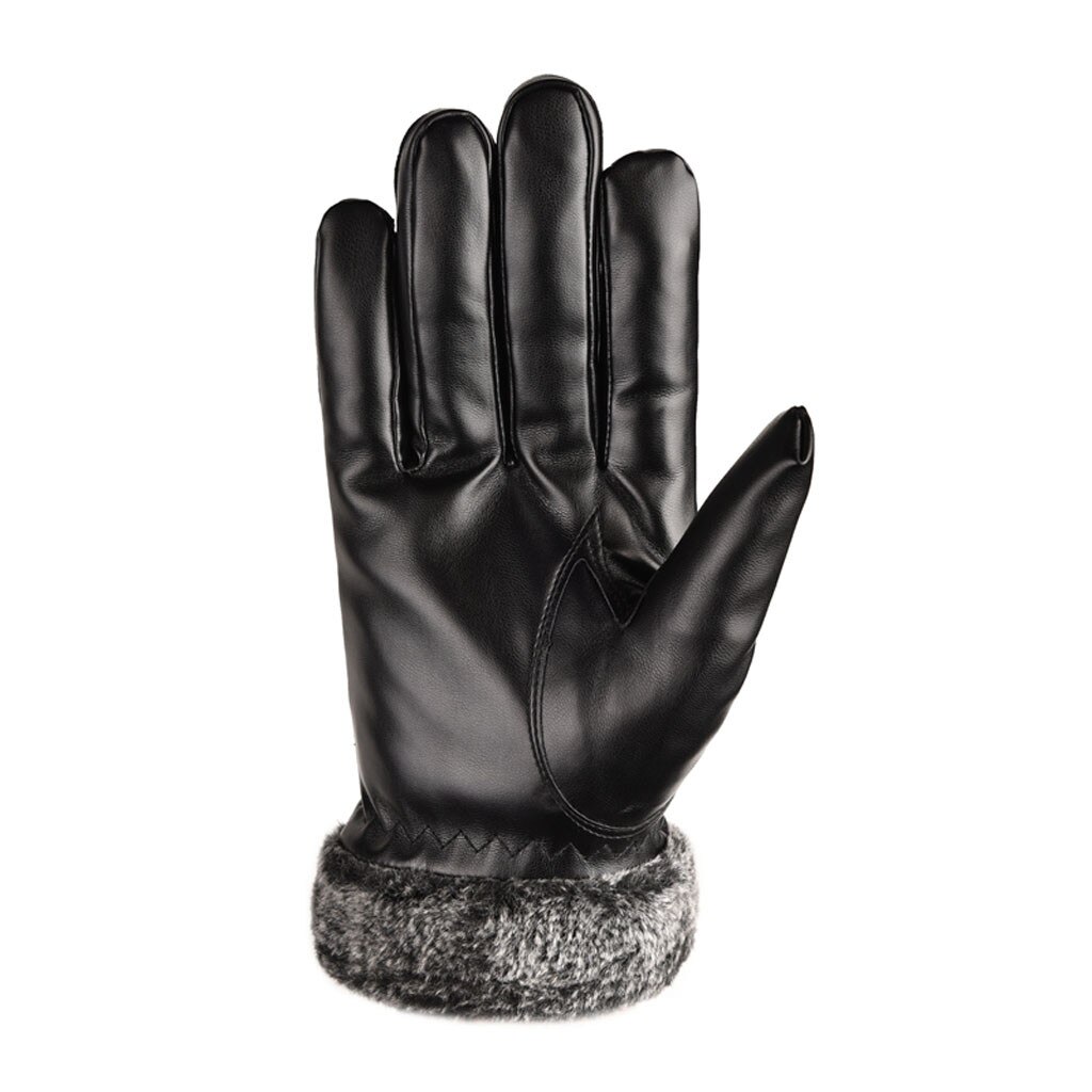 Men Leather Touch Screen Warm Mittens Winter soft comfortable Motorcycle Ski cotton gloves Gross mouth three gloves