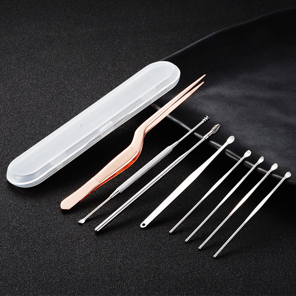 9Pcs Stainless Steel Spiral Ear Pick Spoon Earwax Removal with Box Ear Clean Tool Earpick Set Ear Care