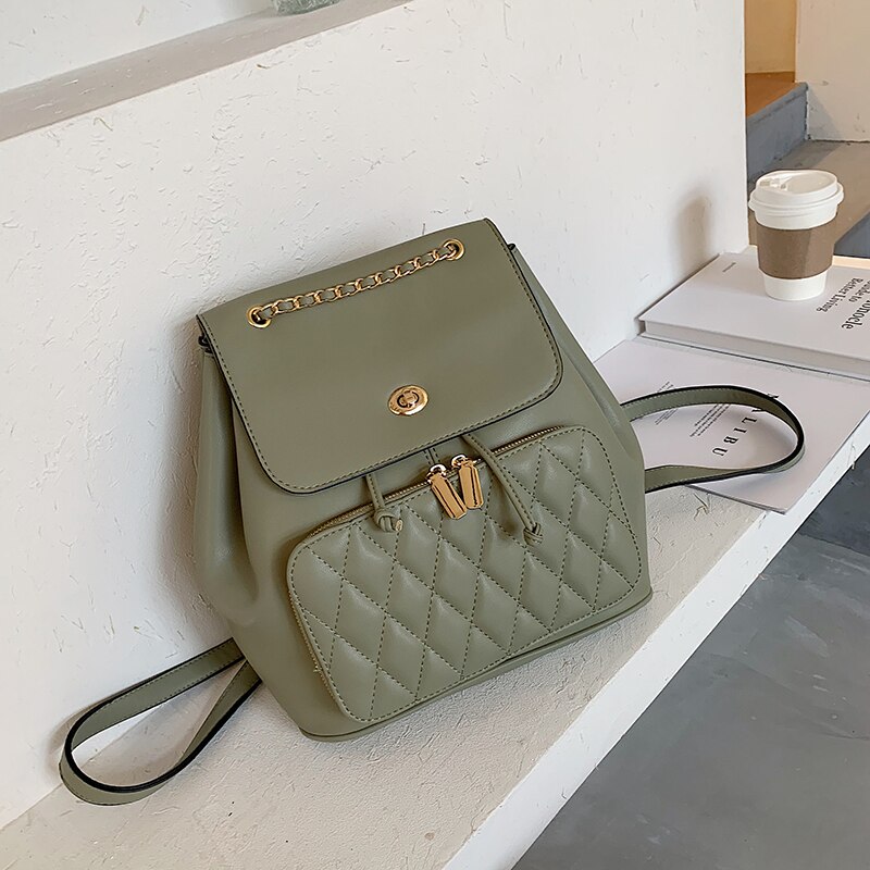 Mode Vrouwen Rugzak Tas Pu Leer Vrouwen Rugzak Ontwerpers Voor Tiener Meisje Reizen Boeken Rugzak: Green