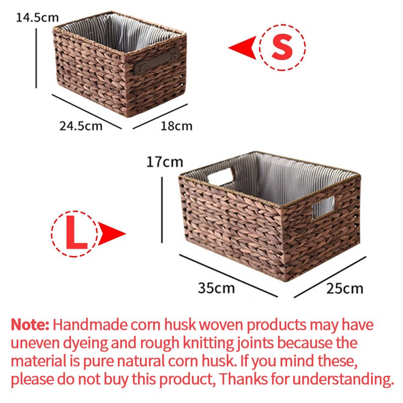 Cestas de almacenamiento de tela de maíz nórdico, contenedor de ropa, cesta tejida para la colada, caja de almacenamiento para cosméticos, restos de fruta hechos a mano