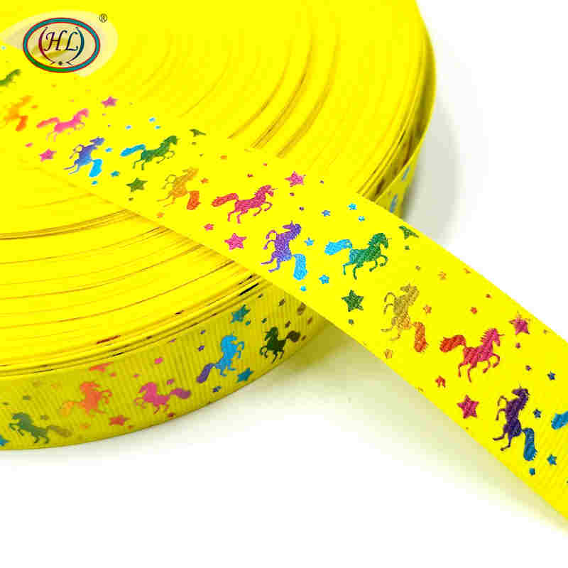 Kerst Lint Hl 5 Yards 25 Mm Stamping Grosgrain Linten Bruiloft Decoratie Diy Naaien Ambachten Voor Maken Haar bows: yellow