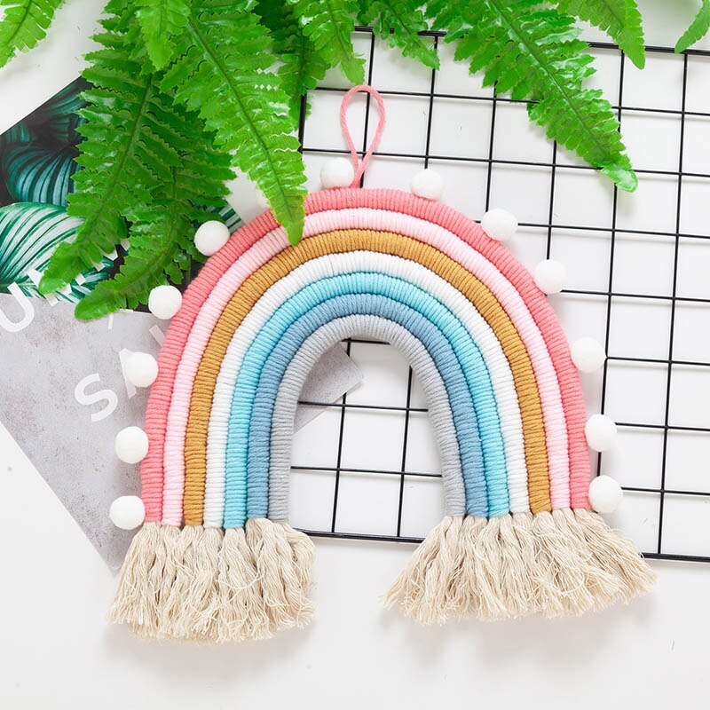 Bricolage corde arc-en-ciel jouet à la main tissé arc-en-ciel décoration tenture murale nordique bébé chambre décor accessoires de noël