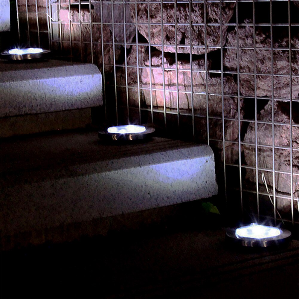 6 pçs luz solar ao ar livre à prova dwaterproof água 8 led solar luz de rua decoração do jardim enterrado lâmpada da escada subterrânea decking lampy solarne: Coldwhite Light / 4pcs
