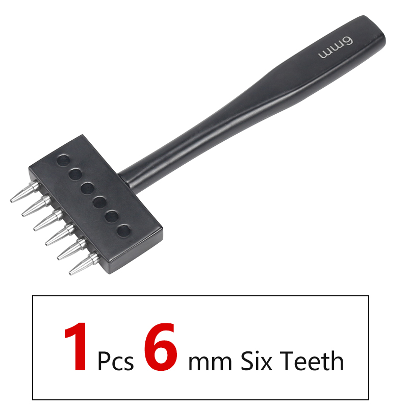 Leather Hole Punch Craft, Round Hole DIY Sewing Chisel Leather Working Tool, 4 5 6mm Spacing Leather Hole Punch, 2/4/6/Holes: 1PCS-6MM-6Teeth