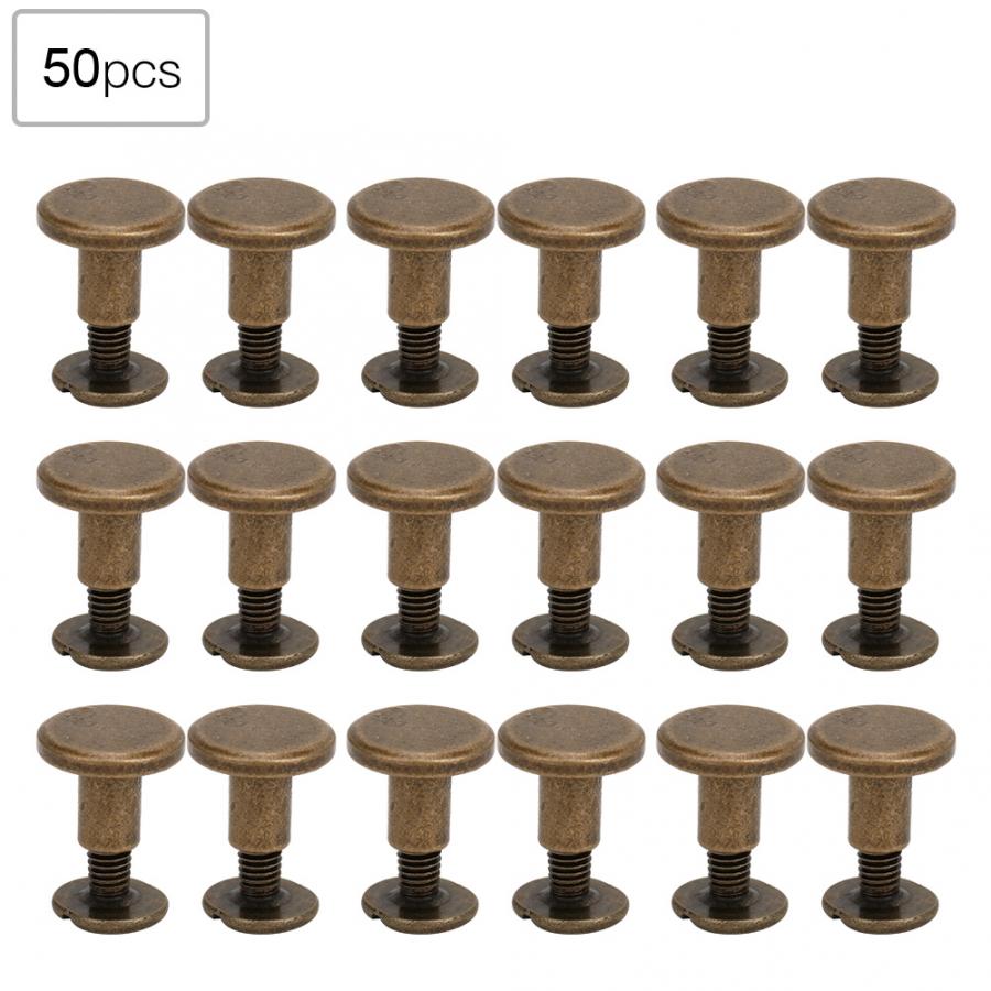 Juego de 50 remaches de Metal de 8mm, remaches de cabeza plana de cobre puro, Kit de tornillos de correa de cuero, bolsa de zapatos, cinturón, accesorios de ropa: Latón