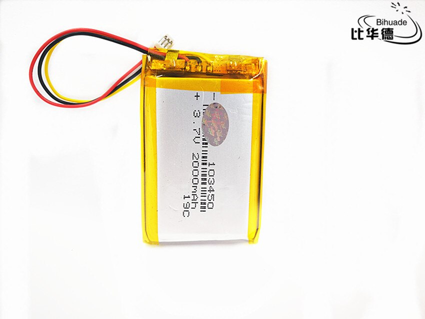 JST PH 1.0mm 3 pin Good Qulity 3.7V,2000mAH 103450 Polymer lithium ion / Li-ion battery for tablet pc BANK,GPS,mp3,mp4