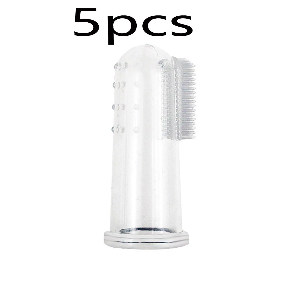 Super weiche haustier finger zahnbürste katze und hund pinsel mundgeruch zahnstein dental care werkzeug hund katze reinigung silikon pet liefert: Transparent 5pcs