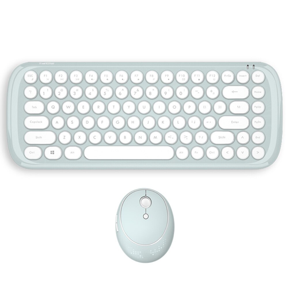 MOFii Gaming Keyboard Mouse Combo Usb 2.4G Ergonomic Wireless Mixed Color 87 Key Mini Keyboard Mouse Set Girls for Desktop: White green