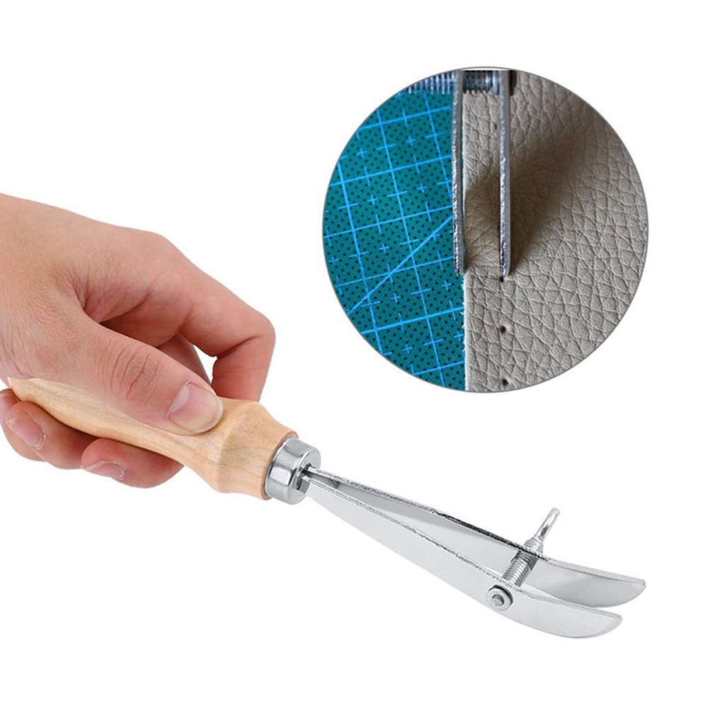 Leather Tools Adjustable Cutter DIY Handmade Leather Crimper Slotting and Grooving Device Edge Holder Leathercraft Cutting