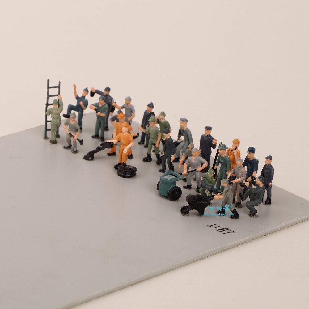 27PCS 1:87 HO Scale Model railway Workers landscape model train railway layout scenery DIY miniature dioramas display gaming: Painted