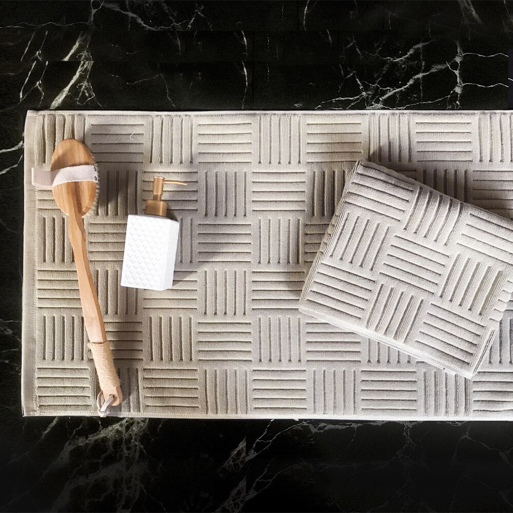 Baumwolle Bad Matte Bad Teppiche und Teppich Salon Hotel SPA Dusche Zimmer Füße Muster Handtuch Saugfähigen Wc Badewanne Matte: khaki