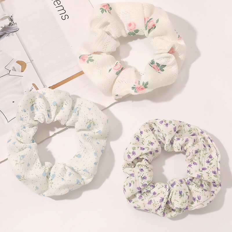 Coleteros coreanos con estampado Floral, cinta para el pelo, coletero, banda elástica para el pelo, lazos para el pelo, accesorios para el cabello