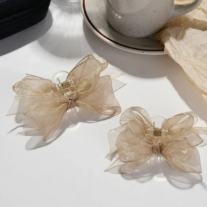 Pince à cheveux en maille avec nœud papillon noir mat, 2 pièces, petite épingle à cheveux pour filles et femmes, Barrette à nœud, accessoires de couvre-chef doux: Black