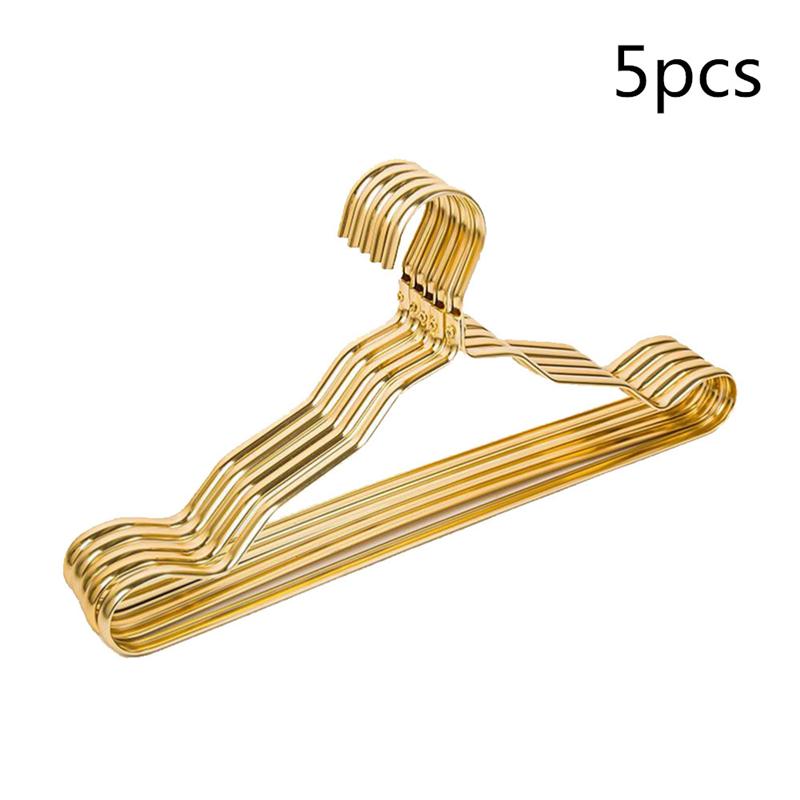 Clothes Hanger Portable Classic Style Golden Clothing Hanging Organizer Cloth Display Rack Coat Hanger for Home: 5pcs As Shown