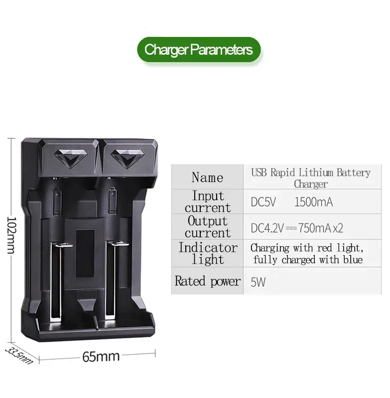 2600mah 18650 Li-ion Batteries With Charger 3.7V Rechargeable Battery For Electric Pointer Doorbell Flashlight Lithium Battery