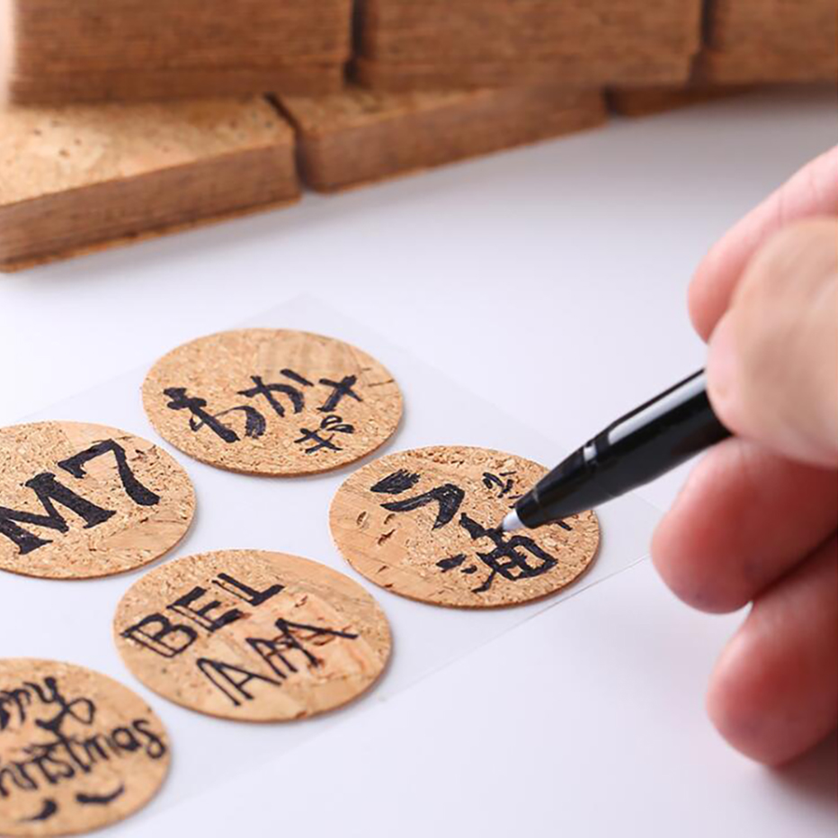 Wooden Craft Label Stickers Bottle Jar Organizer Sticker Self Adhesive Pack Labels Dispenser Oil Bottle Writable Sticker