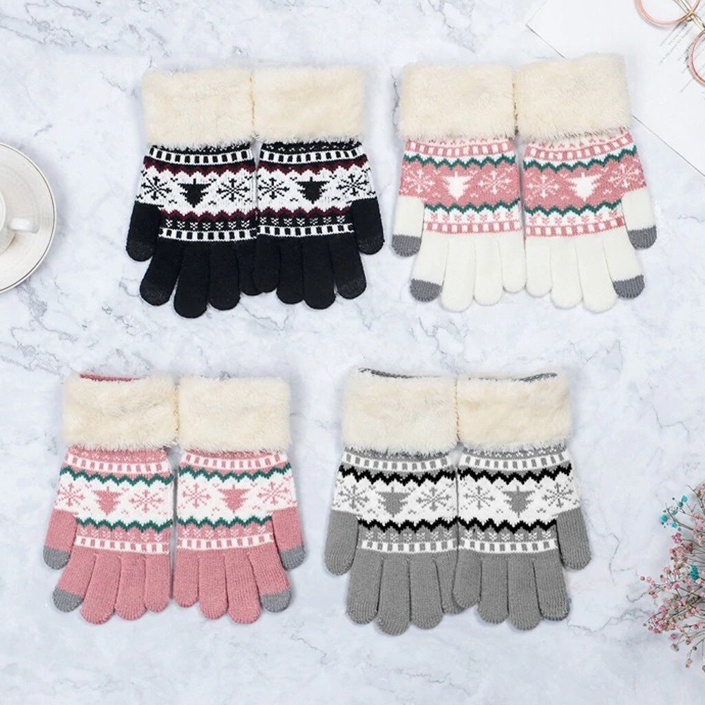 Christmas Winter Gloves Women Men Touch Screen Precision Handsker Extra-warm Fleece Gloves Outdoor Sport Beautiful
