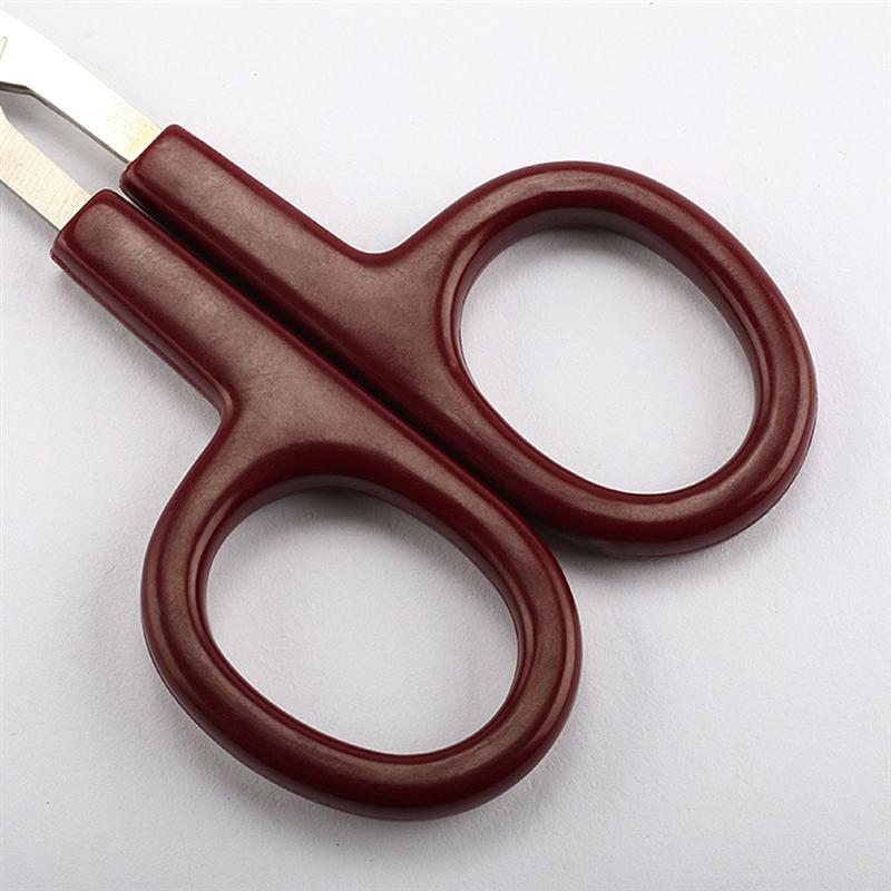 1 Pc Stainless Steel Bandage Scissors Plastic Handle Bend Nursing Scissors For Home Use (Coffee)