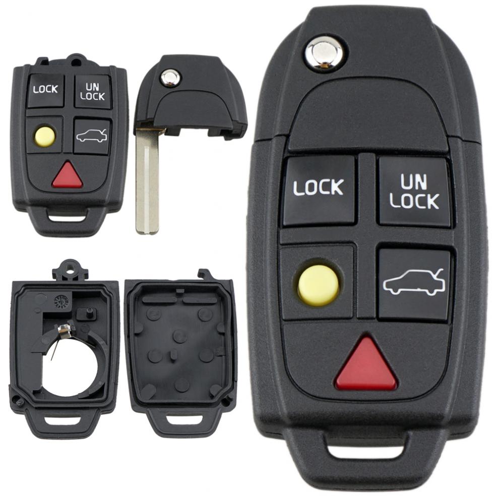 5 Buttons Flip Remote Key Case FOB Replacement Fit for VOLVO S60 S80 V70 XC70 XC90