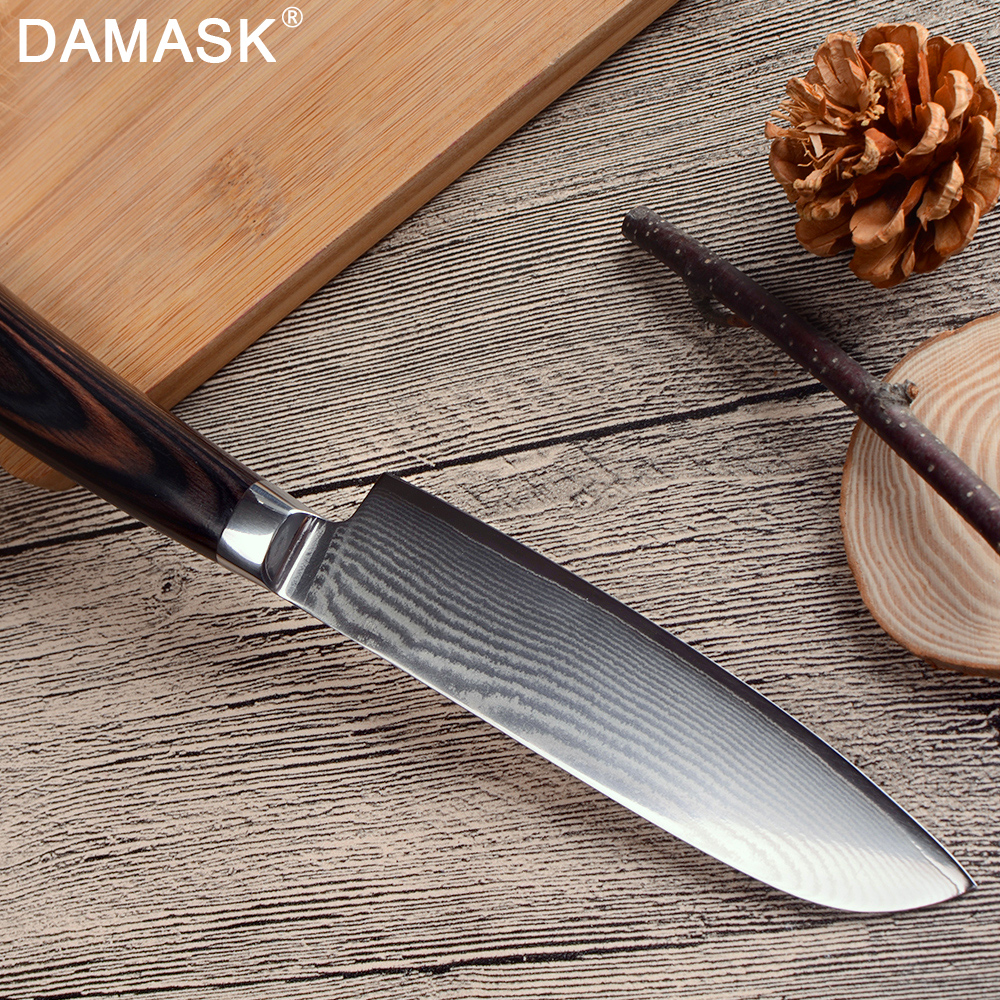 DAMASK Santoku Damascus Steel Knife High Hardness G10 Color Wood Handle Japan Kitchen Knives Meat Cleaver Slicing Chef Knives