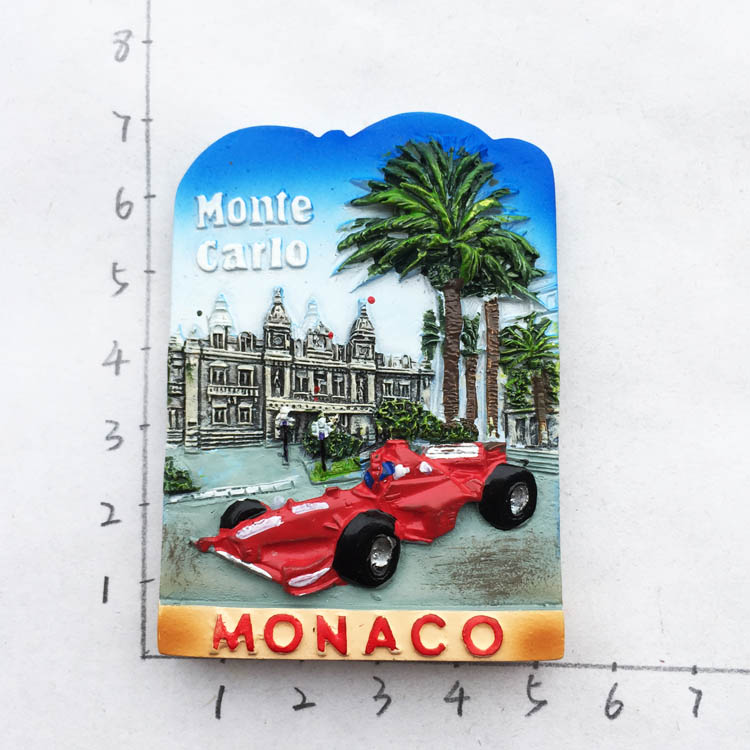 Europæisk monaco gammelt slot palads vartegn arkitektonisk turisme souvenirs monte cario harpiks dekorative magneter ideer: Gul