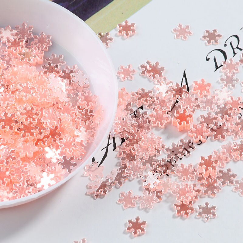 10 g （ 1800 stk） / pakke blandede farver 5mm snefnugform løse pailletter diy neglelak, smykkefremstilling, bryllupsdekoration konfetti håndværk: Bl lyserød