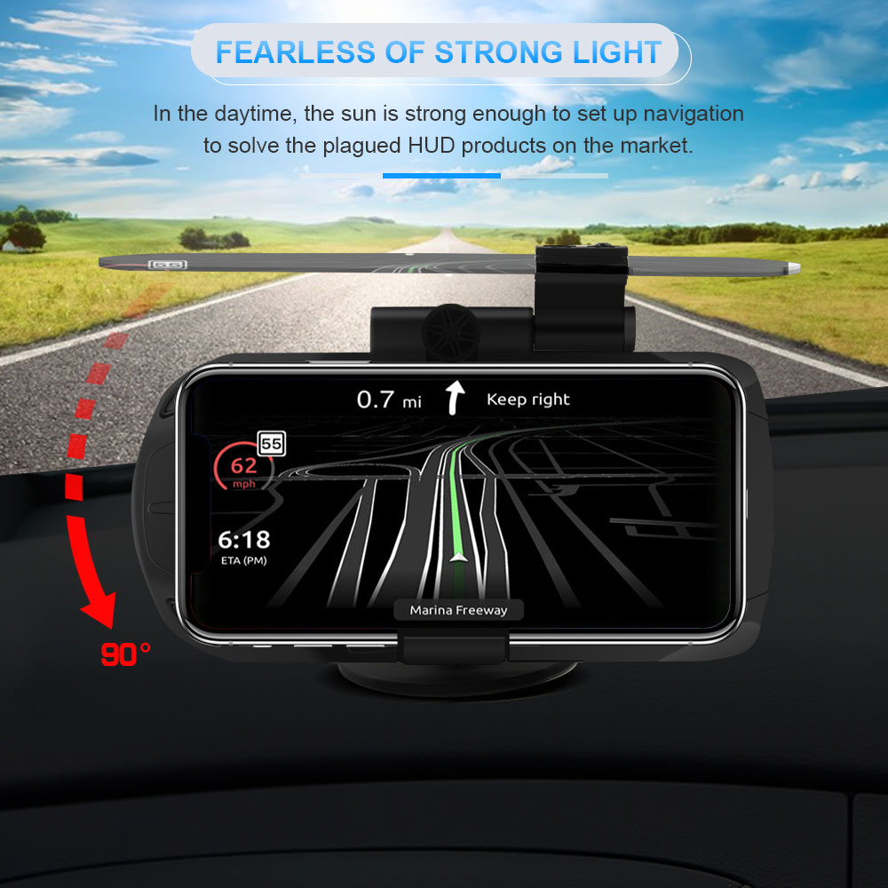 HUD-support Mobile pour téléphone | 10W, chargeur sans fil, Navigation GPS, projecteur de vitesse, support de chargement de voiture