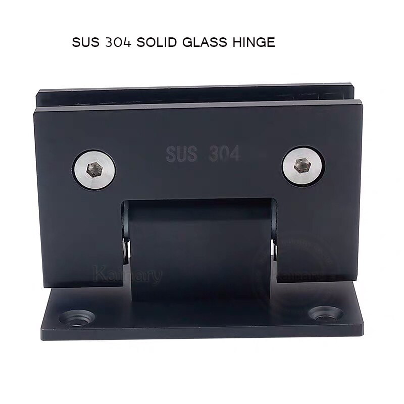 Zwarte kleur SUS 304 grade douche glazen klemmen 90 graden, badkamer accessoires massief glas scharnier proviet