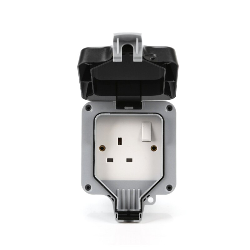 ABS Electrical Sockets Waterproof Outdoor 13A UK Single Socket Switched Socket IP66 For Home Outside Inside Use