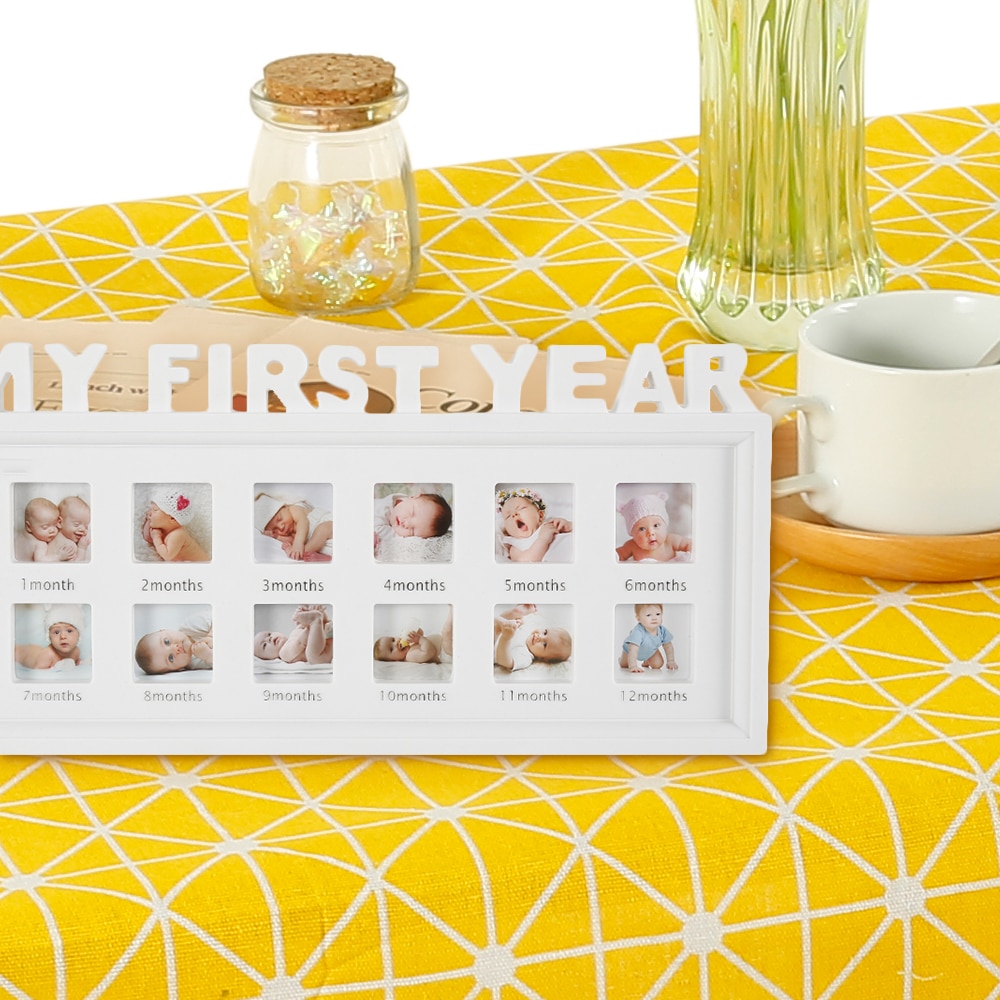 DIY 0-12 Month Baby "MY FIRST YEAR" Pictures Souvenirs Commemorate Kids Growing Memory Display Plastic Photo Frame