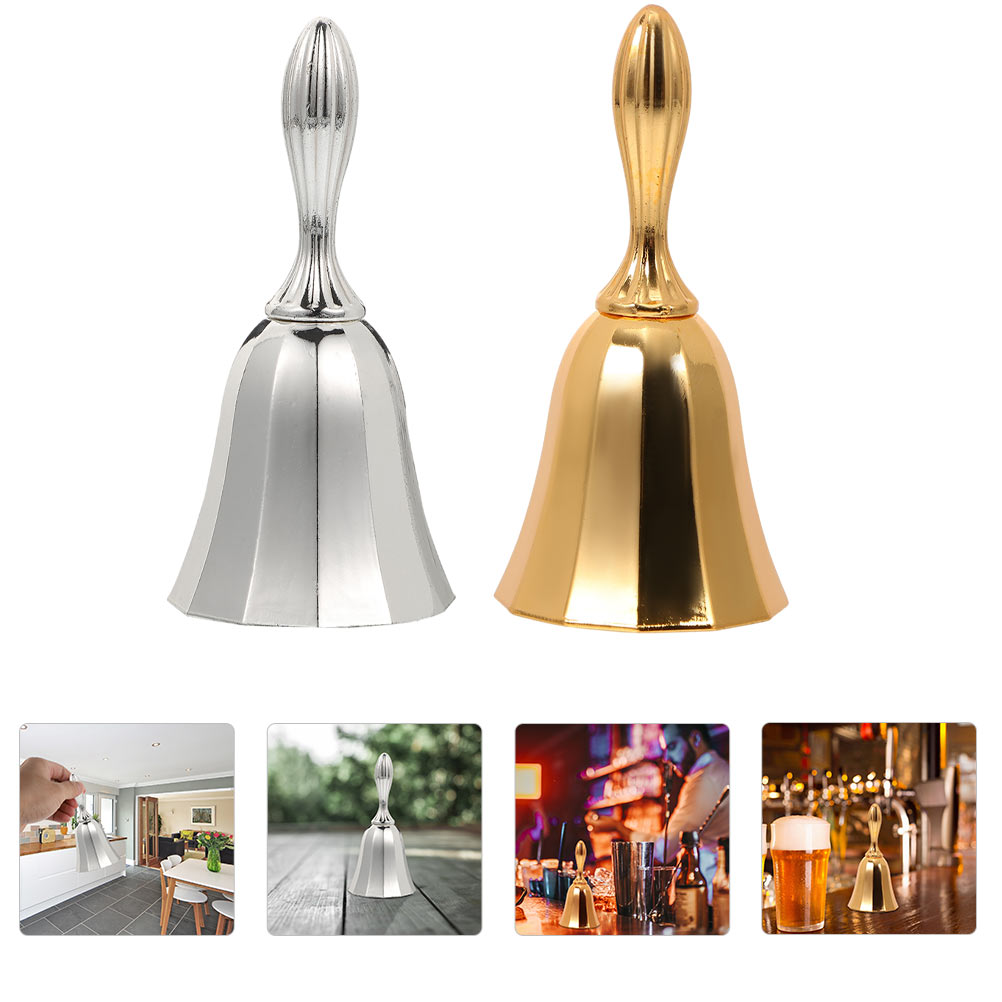 2Pcs Decorative Hand Bells Vintage Call Bells Bar Restaurant Call Bells