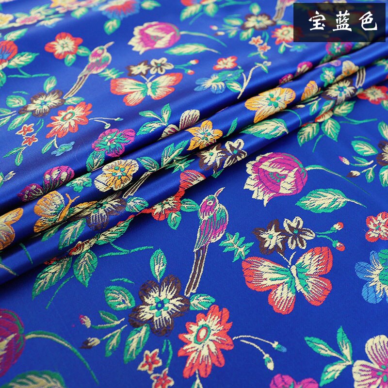 Brocado de tela satinada, jacquard, patrón de flores, material de ropa para costura de cheongsam y kimono
