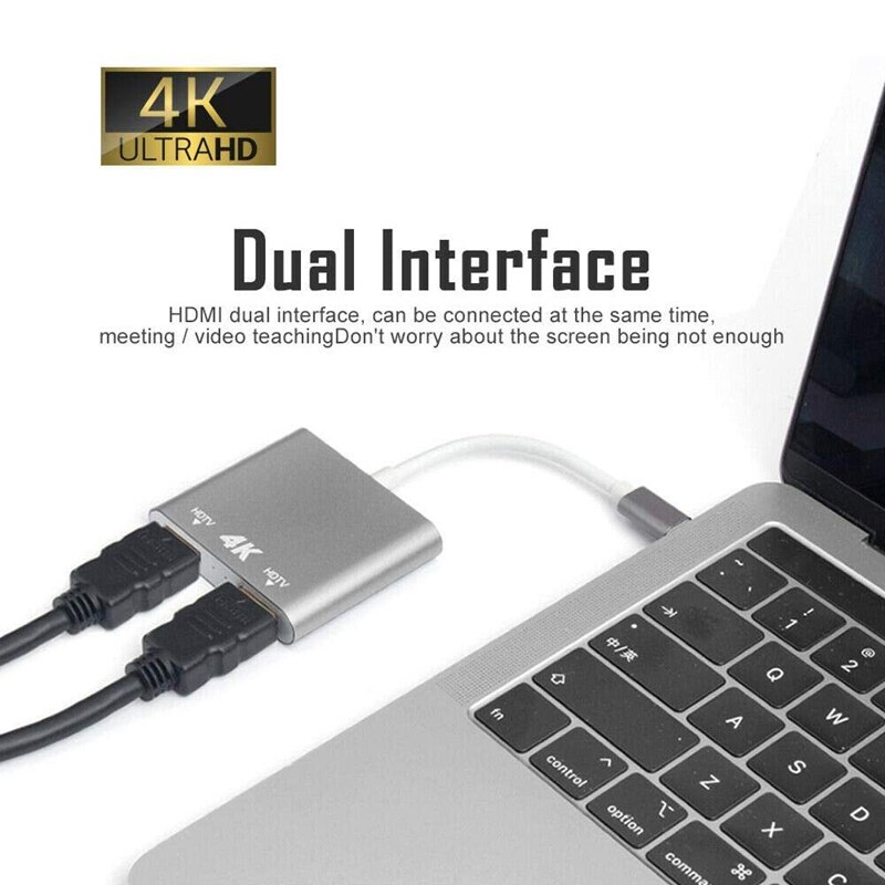 HDMI Typ C Adapter 4K USB C Zu Dual HDMI Konverter für Oberfläche Buch 2 Dell XPS 13 Samsung galaxy S10 / S9