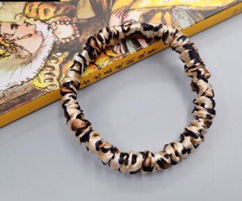 Free shippping women sweet small pure silk hair scrunchies cute gum OL basic Hair Tie Ponytail Holder: Leopard