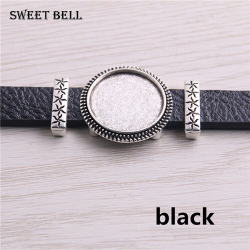 5pc PU Bracelets Bangles Base Setting Cuff Blank Trays Brazel fit 18mm Glass Cameo Dome Cabochon DIY Jewelry Findings D6442: black