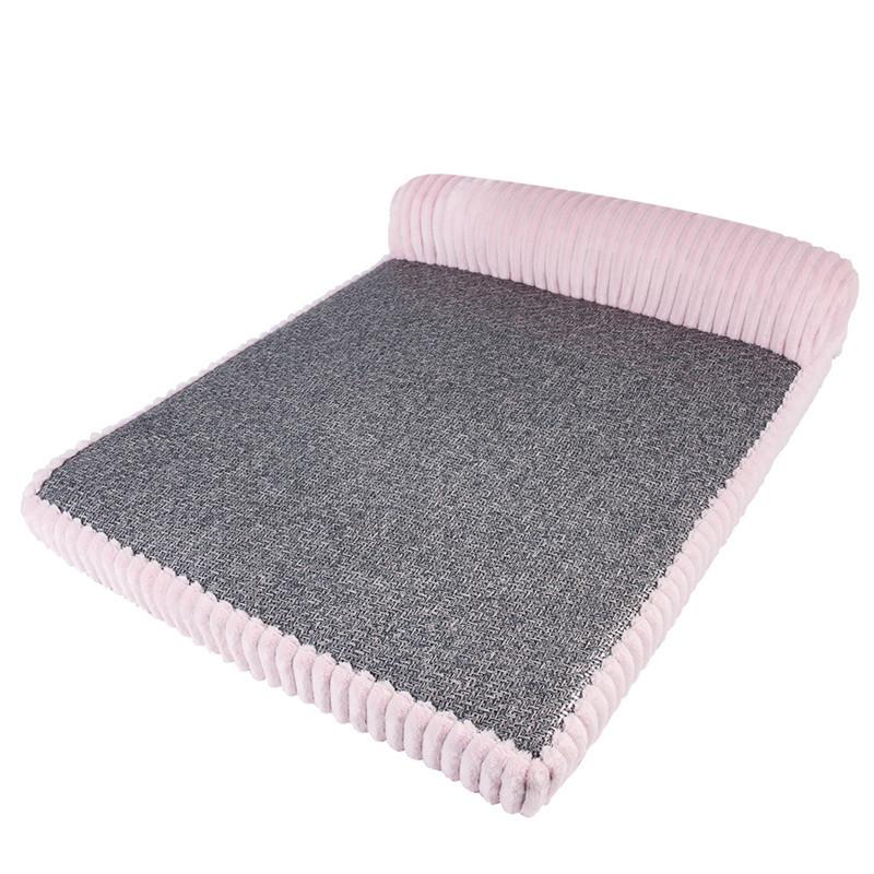 Spons Huisdier Bed Waterdicht Huisdier Producten Afneembare Lounger Sofa Wasbare Puppy Bed Zacht Kussen Cama Huis Voor Kat Plus Size: One Side -Pink / M 57x47x4cm