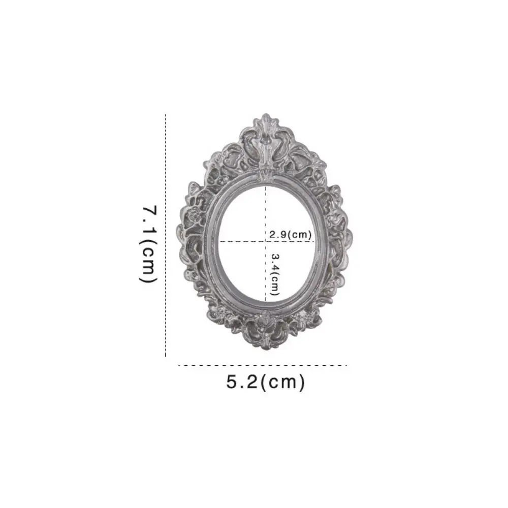 Durable DIY Resin Photo Frame Rustic 3D Mini Mirror Props Miniature Mirror Small Model Phone Shell Material: Light Grey