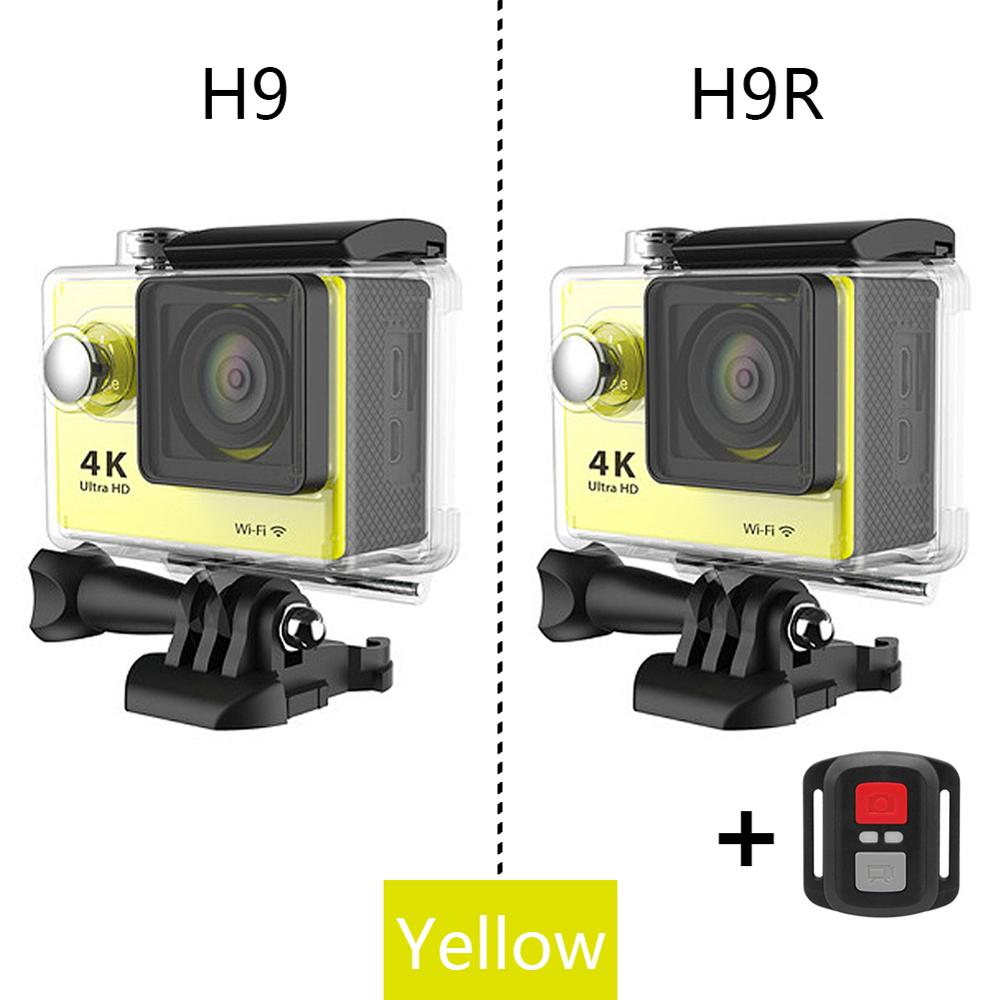 HitTime Original WiFi Action Camera 20MP 2.0" Ultra HD 4K Mini Helmet Cam DV Recoder 1080p/60fps WiFi Waterproof Sports Camera: YELLOW / H9R with controller