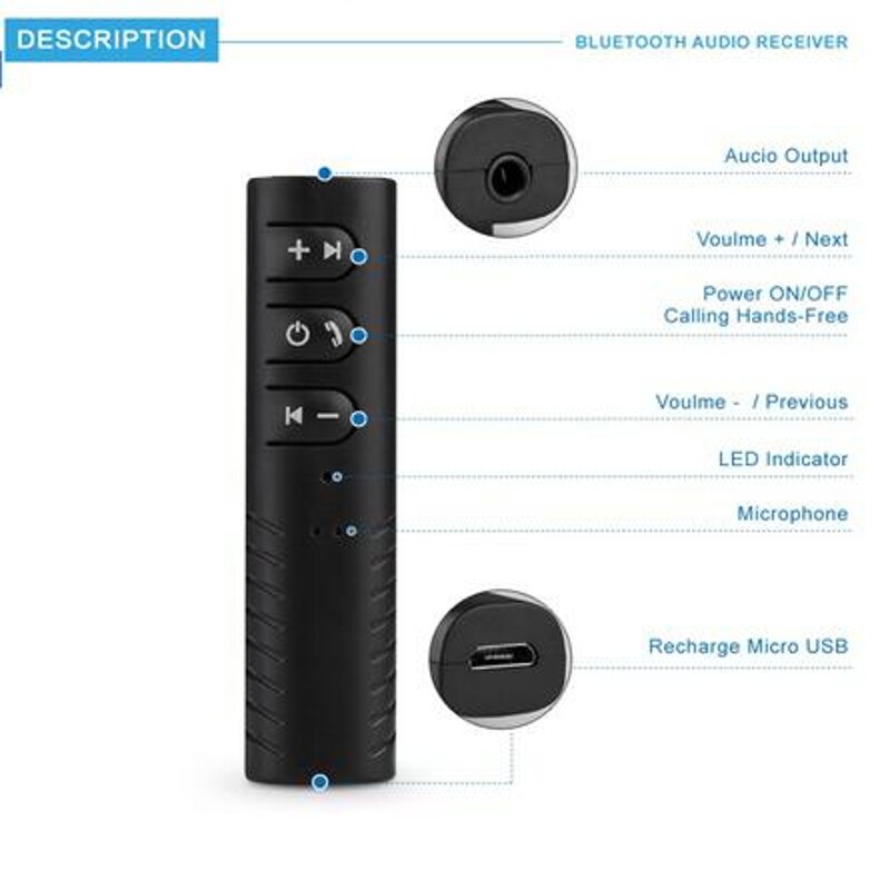 Dehyaton Auto Bluetooth AUX 3.5mm Jack Bluetooth Ontvanger Handsfree Call Bluetooth Adapter Auto Zender Auto Muziek Ontvangers