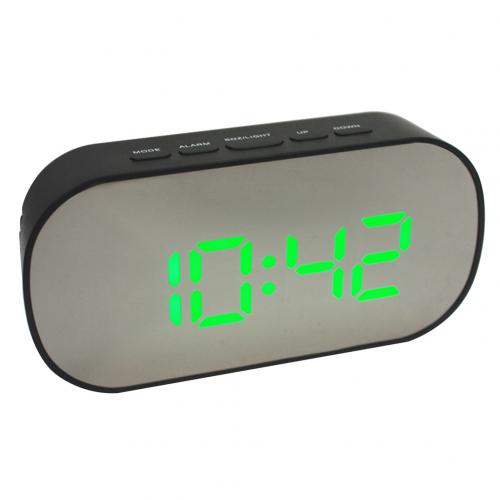 Smart Digitale Wekker Led Night Kids Slaapkamer Mini Draagbare Ronde Ovale Digitale Display Wekker Nachtlampje Make-Up Spiegel: Black Green Oval