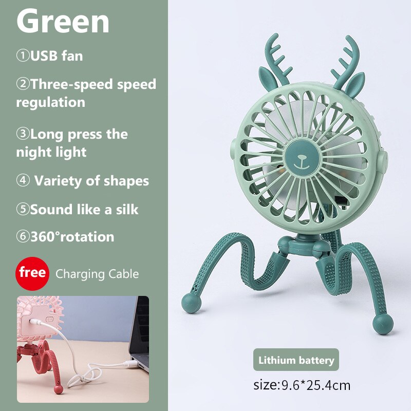 Ventilateur Portable pour siège de voiture, 500mAh, Rechargeable par USB, Mini accessoires pour poussette: WJ3794P