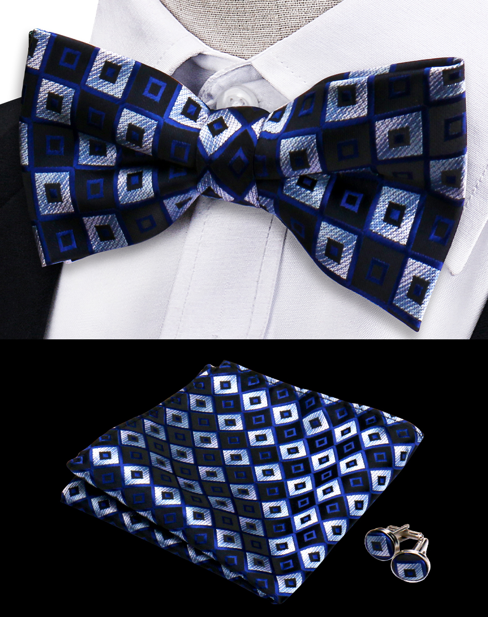 Conjunto de 3 piezas de pajarita, pañuelo, gemelos, conjunto para camisas de hombre, ajuste de negocios, boda, mariposa, Paisley, bolsillo, pajarita cuadrada para hombre: Albaricoque