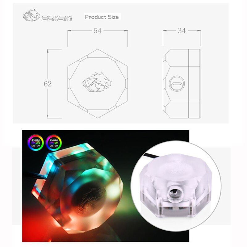Bykski Watercooler Flow Meter 6-Way G1/4 Draad Flow Meter Fitting 5V A-RGB Licht Toauracoolant Filtercomputer koeler, fittings