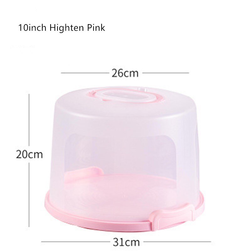 Jo life 1 set genomskinlig tårtlåda plast bröllopstårta förpackningsunderlag klara lådor cupcake muffin kupolhållare: 10 tum höjd rosa