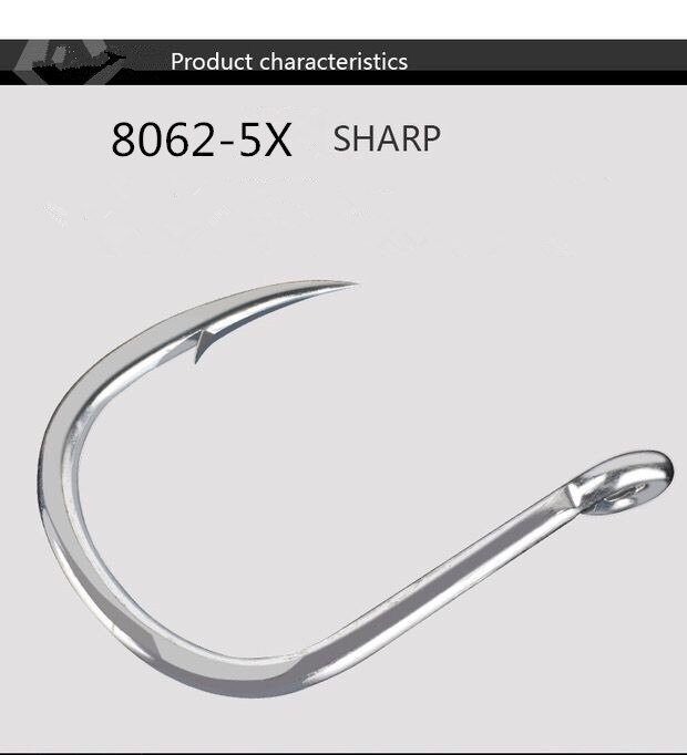Funadaiko højkulstofstål fiskekrog fiskeri jigging krog fiske hjælpe kroge med modhager krog bulk krog 8062-5x kroge: 2-0 7 stk