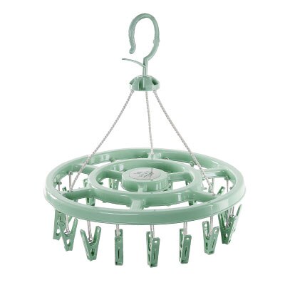 Multi-clips en plastique Portable salles de bains en tissu cintre avec Clips détachables pince à linge cintres chaussettes sous-vêtements séchage: 18Clips Green